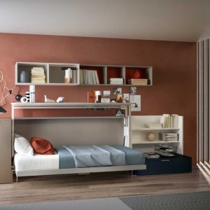letto a scomparsa cabrio in singolo con scrivania